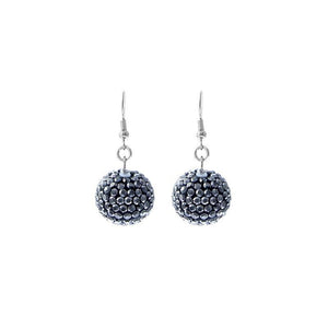 DANGLING SILVER HEMATITE BALL EARRINGS ( 27210 HER ) - Ohmyjewelry.com