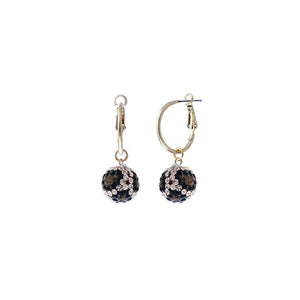 GOLD HOOP BALL LEOPARD PRINT STONES EARRINGS ( 27213 LPEG ) - Ohmyjewelry.com