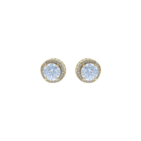 14MM GOLD CZ CUBIC ZIRCONIA STONES EARRINGS ( 27285 CRG )