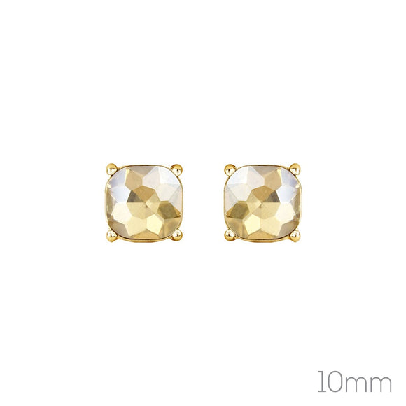 10mm GOLD TOPAZ SQUARE STUD EARRINGS ( 27601 GSG )