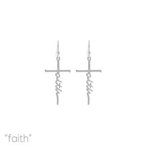 SILVER FAITH CROSS EARRINGS ( 27619 R )