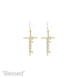 GOLD BLESSED CROSS EARRINGS ( 27722 G )