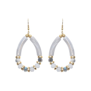 2.85" GRAY ACRYLIC TUBE TEARDROP EARRINGS ( 27740 BD-WG )