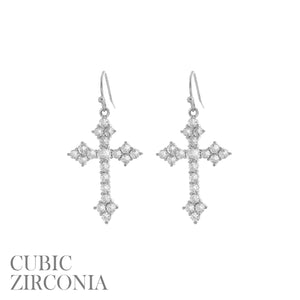 SILVER CROSS CLEAR CZ CUBIC ZIRCONIA STONES ( 27817 CRR )