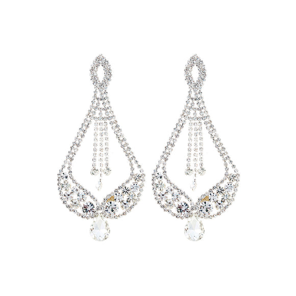 SILVER EARRINGS CLEAR STONES ( 27864 CRS )