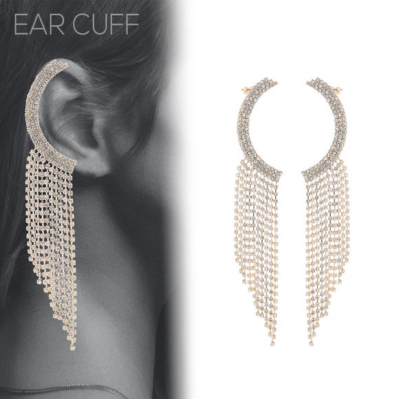 GOLD EAR CUFFS CLEAR STONES ( 27995 CRG )