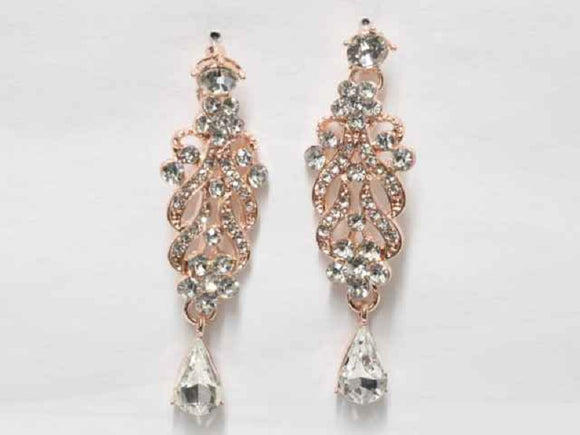 ROSE GOLD EARRINGS CLEAR STONES ( 6559 RGCRY )