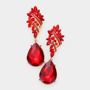 Red Teardrop Chandelier Earrings with Gold Accents ( 1165 ) - Ohmyjewelry.com
