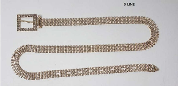 5 LINE GOLD BELT WITH CLEAR STONES ( 114 G )