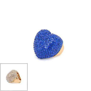 GOLD SAPPHIRE Rhinestone Pave Heart Stretch Ring ( 7020 GDSAP ) - Ohmyjewelry.com