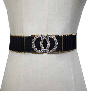 BLACK GOLD STRETCH BELT CLEAR STONES ( 1143 GDCLR )