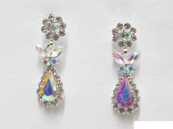 SILVER EARRINGS CLEAR AB STONES ( 6608 SAB )