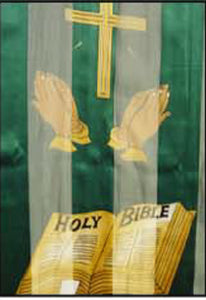 GREEN Satin Scarf with Bible Theme(HGN)