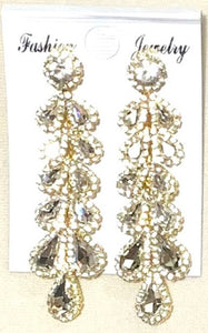 GOLD EARRINGS CLEAR STONES ( 3186 GCL )