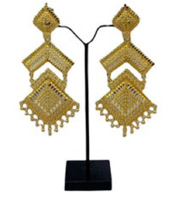 DANGLING GOLD CHANDELIER EARRINGS ( 1591 )