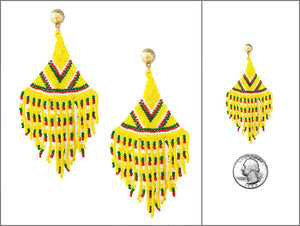 GREEN RED YELLOW BEAD EARRINGS ( 5676 GYW )