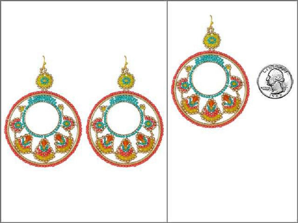 GOLD MULTI COLOR BEAD EARRINGS ( 3971 GMT )