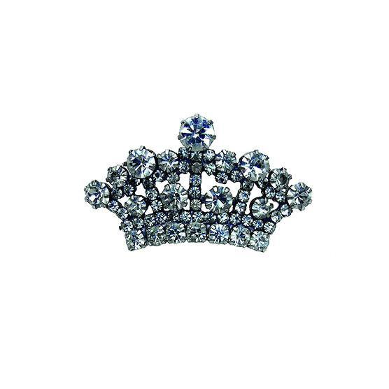 Clear Rhinestone Crown Brooch 1 1/2