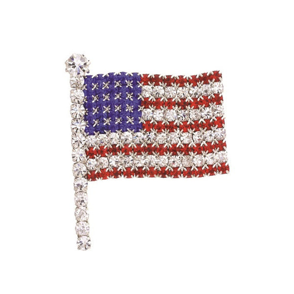 Red, White, and Blue Rhinestone Flag Brooch United States ( 30804 )