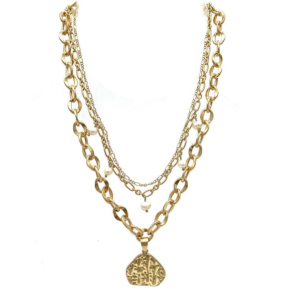 WORN GOLD PEARLS NECKLACE SET ( 3106 WG )