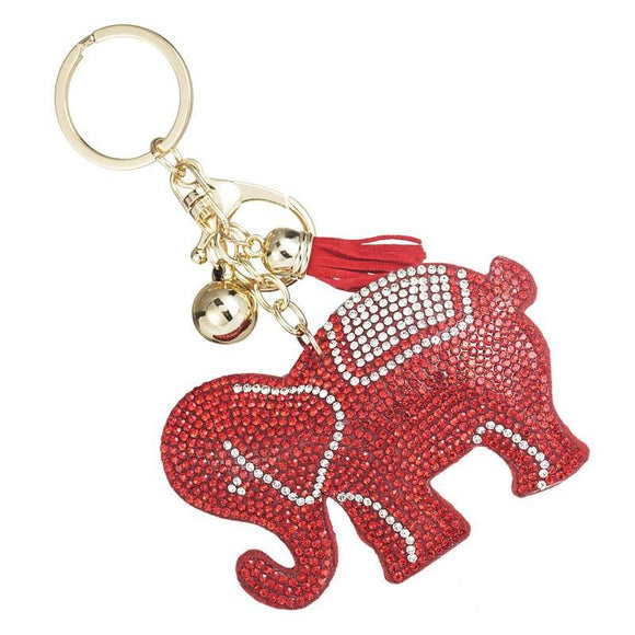 Red Rhinestone Elephant Tassel Keychain ( 31202 ) - Ohmyjewelry.com