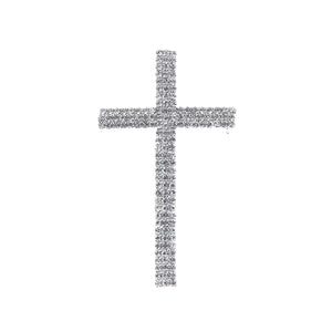 SILVER CROSS BROOCH CLEAR STONES ( 31348 CRS )