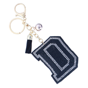 BLACK GOLD KEYCHAIN D CLEAR BLACK STONES ( 31351 DJTG )