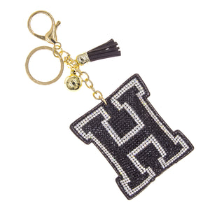 BLACK GOLD KEYCHAIN H CLEAR BLACK STONES ( 31351 HJTG )