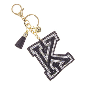 BLACK GOLD KEYCHAIN K CLEAR BLACK STONES ( 31351 KJTG )