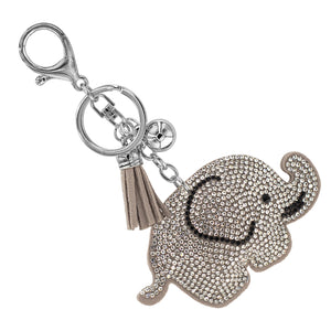 GREY ELEPHANT KEYCHAIN CLEAR BLACK STONES ( 31652 BDR )