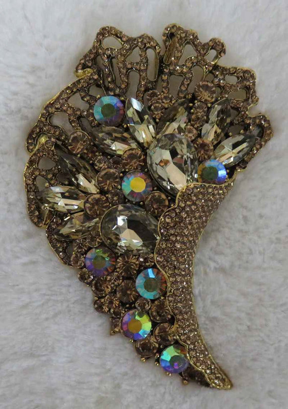 GOLD BROOCH BROWN STONES ( 2976 BN )