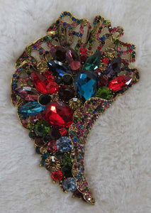 GOLD BROOCH MULTI COLOR STONES ( 2976 GMT )