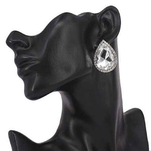 SILVER TEARDROP CLEAR STONES ( 4079 RDCLR ) - Ohmyjewelry.com