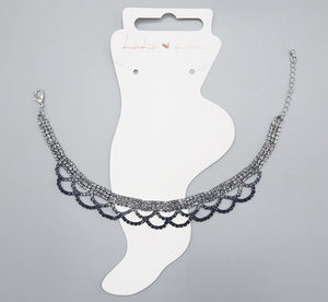 SILVER BLACK HEMATITE ANKLET ( 1522 RHBK )