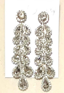 SILVER EARRINGS CLEAR STONES ( 3186 RCL )