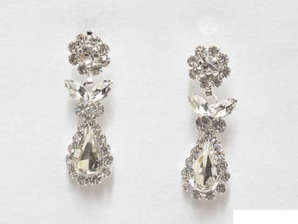 SILVER EARRINGS CLEAR STONES ( 6608 SCL )