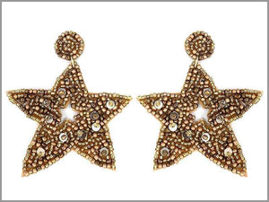 GOLD BEAD STAR EARRINGS ( 3081 ) - Ohmyjewelry.com