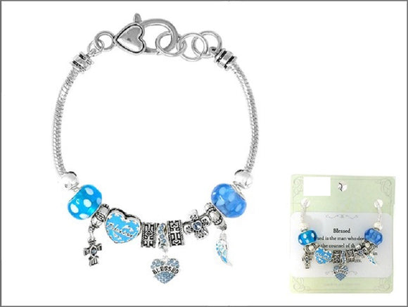 SILVER BLUE CHARM BRACELET ( 01887 ASBL )