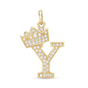 Gold Plated Rope Chain with Clear Rhinestone Initial " Y " Charm