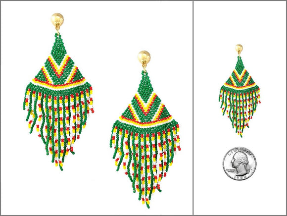 GREEN RED YELLOW BEAD EARRINGS ( 5676 GGR )