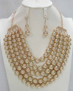 SHINY GOLD BALL NECKLACE SET ( 604 G )