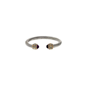 SILVER GOLD CUFF BANGLE AMETHYST STONES ( 1002 ) - Ohmyjewelry.com