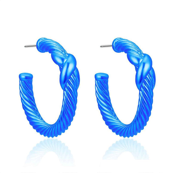 MATTE BLUE HOOP EARRINGS ( 1026 MBL )