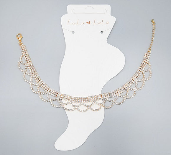 GOLD CLEAR STONES ANKLET ( 1522 GDCRY )