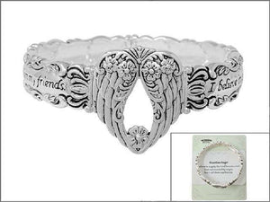 SILVER STRETCH BRACELET WINGS ( 01663 AS )