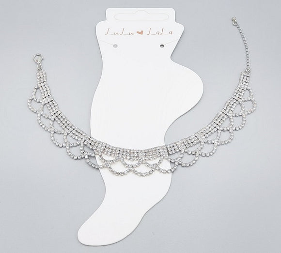 SILVER CLEAR STONES ANKLET ( 1522 RHCRY )