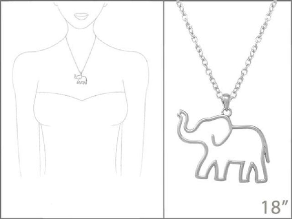 SILVER NECKLACE ELEPHANT PENDANT ( 2897 S )