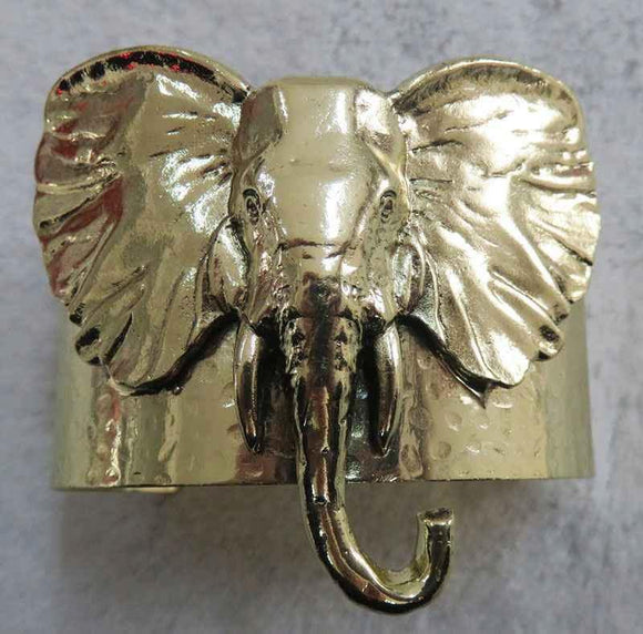 ANTIQUE GOLD ELEPHANT HEAD CUFF BANGLE ( 3936 AG ) - Ohmyjewelry.com