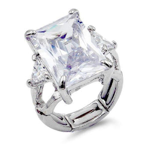 SILVER STRETCH RING CLEAR STONES ( 2220 SVCL ) - Ohmyjewelry.com
