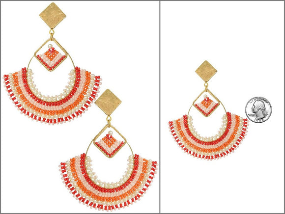 GOLD CORAL BEAD EARRINGS ( 4499 GCO )